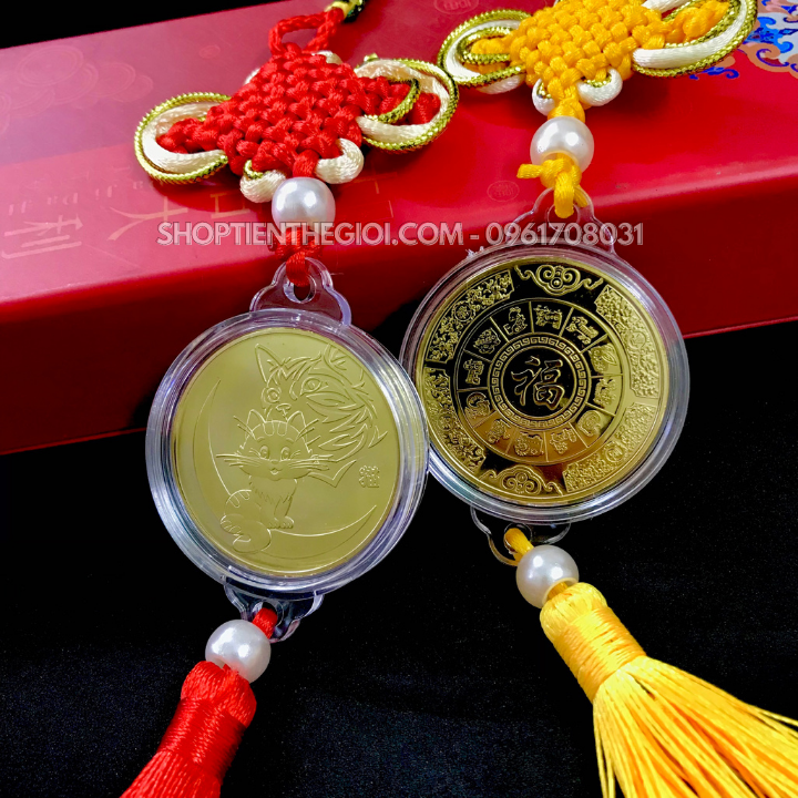 Dây Treo Đồng Xu Con Mèo Vàng 2023 
